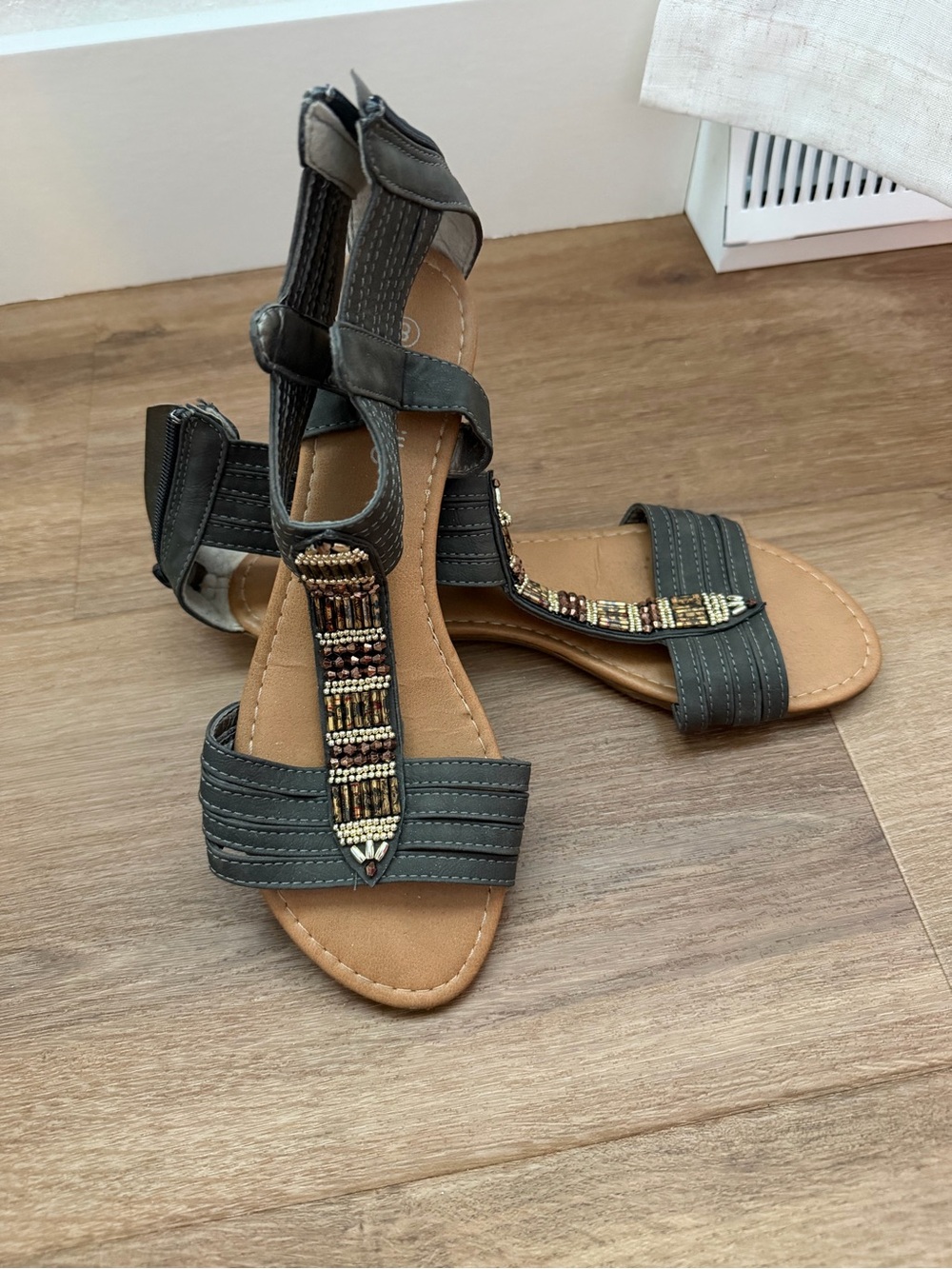 Beaded T‑Strap Women's Sandals
